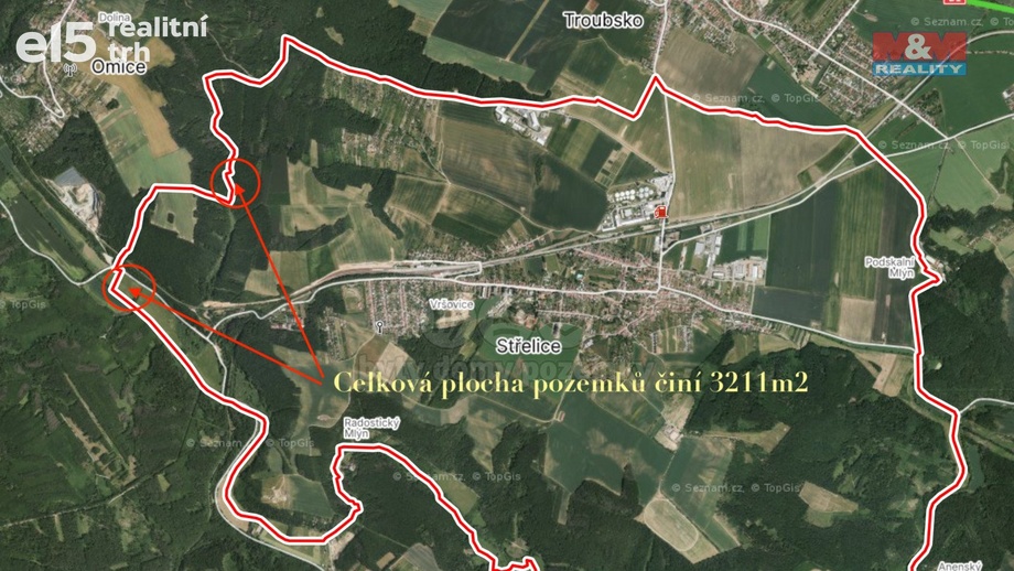 Prodej pozemky - trvalý travní porost, 3 211 m² - Střelice
