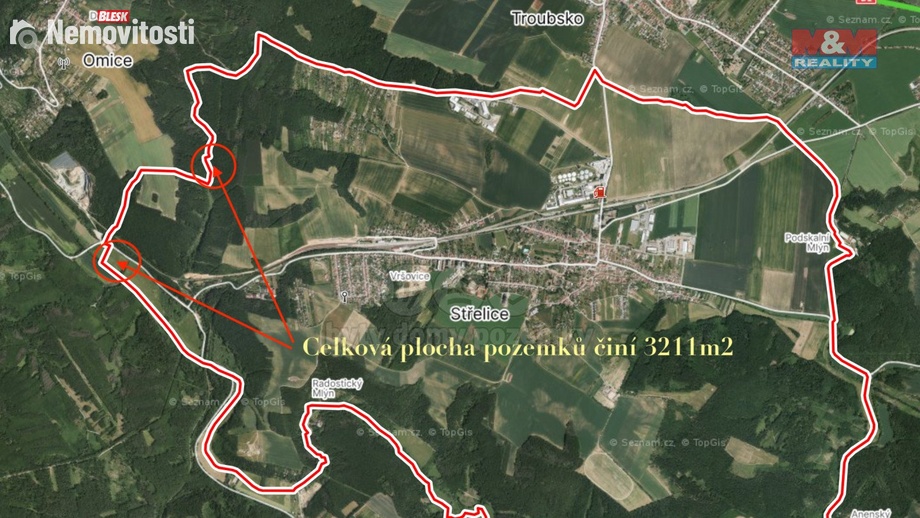 Prodej louky 3 211 m², Střelice