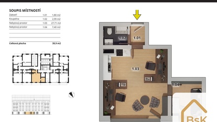 Prodej bytu 2+kk 40 m², Český Brod