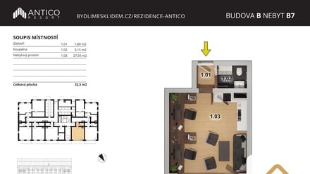 Prodej bytu 1+kk 33 m², Český Brod