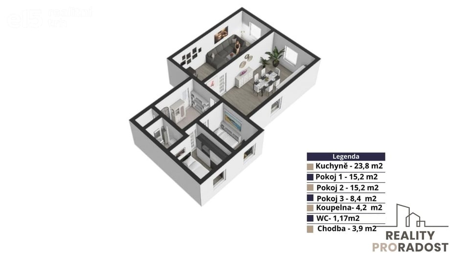 Prodej byty 3+1, 72 m² - Praha 8
