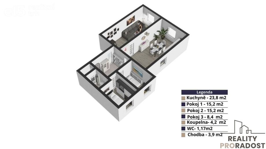 Prodej byty 3+1, 72 m² - Praha 8