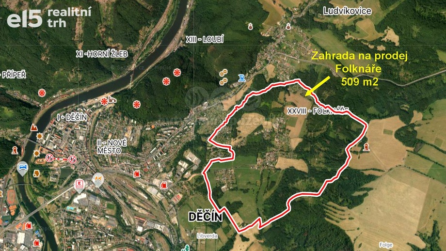 Prodej pozemky - zahrady, 509 m² - Děčín XXVIII-Folknáře