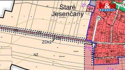 Prodej stavebního pozemku 3 364 m², Staré Jesenčany