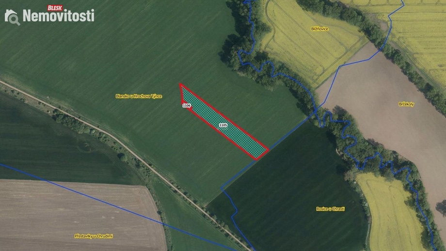 Prodej pole 7 397 m², Hrochův Týnec - Blansko