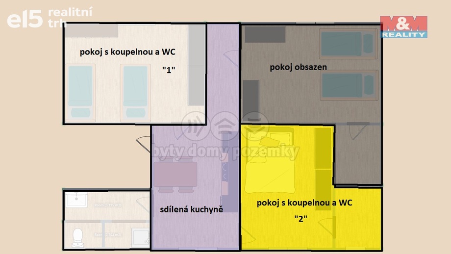 Pronájem byty 1+kk, 25 m² - Vamberk