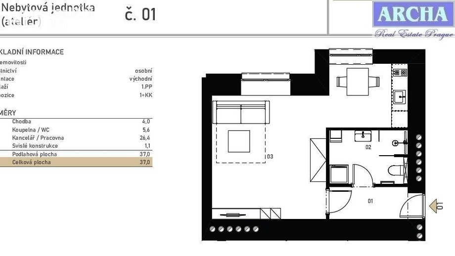 Prodej kanceláře, 37 m² - Praha - Břevnov