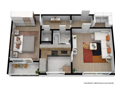 Prodej, Byty 2+1,  52,2 m² + balkon 3,3 m² + sklep 2,2 m² - Velké Hamry