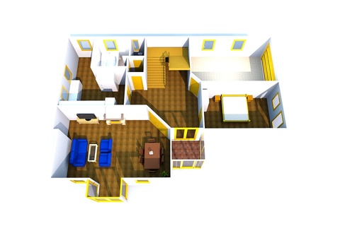 Plánek domu 3D přízemí