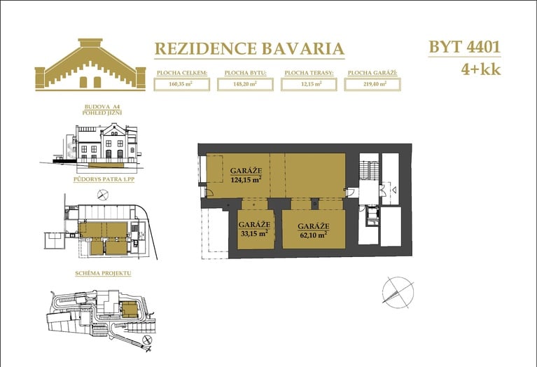 Prodej exklusivního bytu 4+kk s terasou, 158m² Rezidence Bavaria