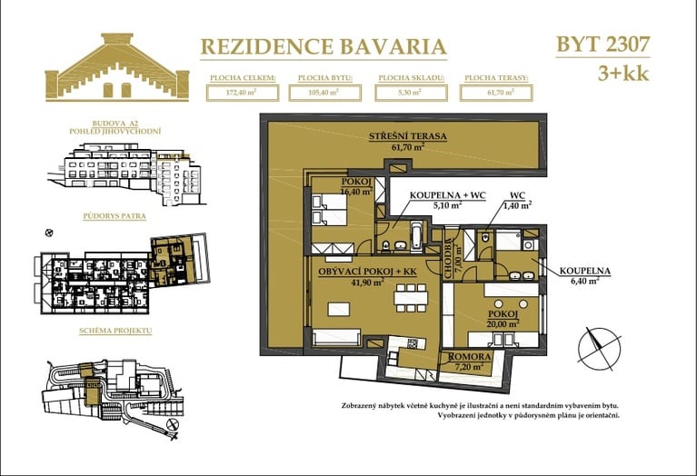 Prodej bytu 3+kk s terasou, 172m² Rezidence Bavaria
