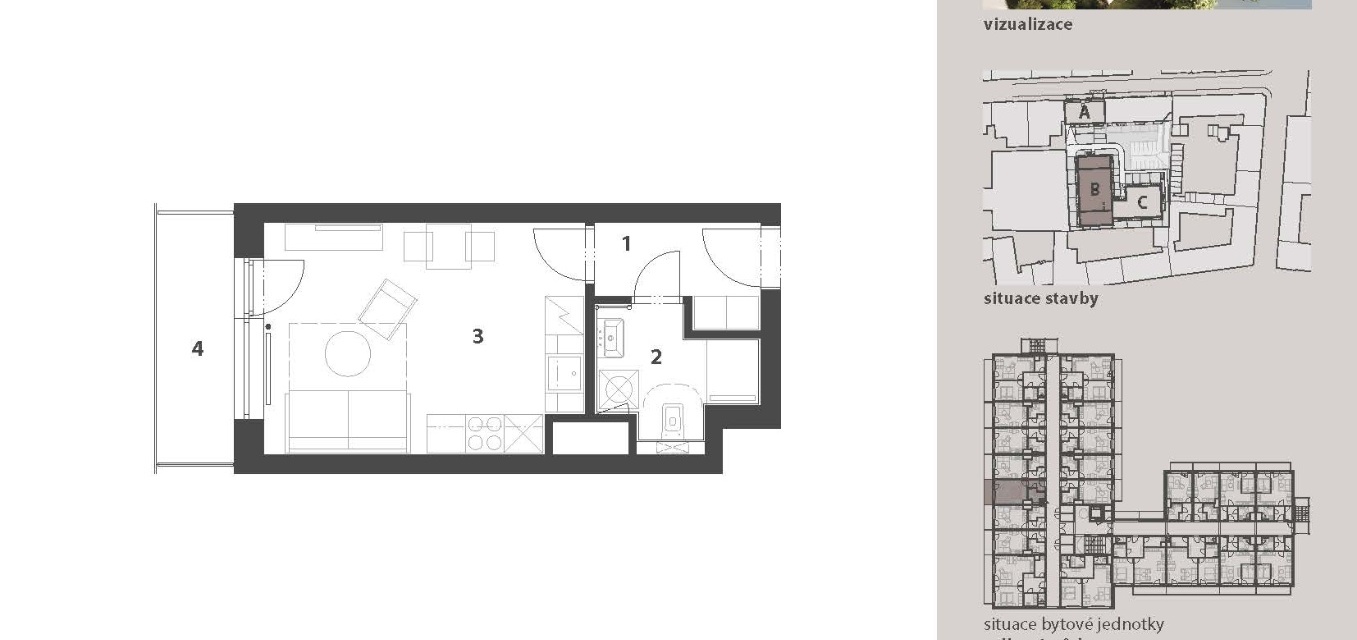 Prodej bytu 1+kk s balkonem, 32 m² - Bytový dům Lido II.