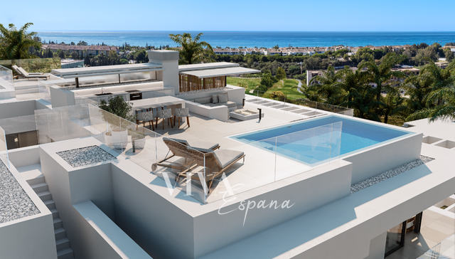 Prodej, Byty 4+kk, 139m² + 62m² terasa - Apartmán v luxusním resortu u golfového hřiště Santa Clara ve východní Marbelle.