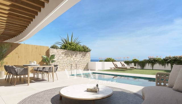 Prodej, Byty 4+kk, 92m² + 38m² terasa + 47m² zahrada -   Přízemní apartmán s prostornou terasou, soukromou zahradou a bazénem v nové rezidenční výstavbě v Mijas.