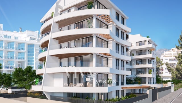 Prodej, Byty 2+kk, 56m² + 30m² terasa -  Přízemní apartmán s terasou v nové přímořské rezidenční výstavbě v Benalmádeně.