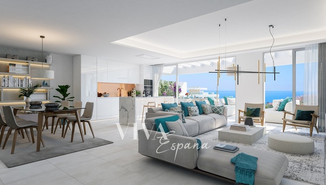 Prodej, Byty 4+kk, 99 m² + 46 m² terasa - Penthouse s výhledem a prostornou terasou v nádherném resortu s tropickými zahradami v docházkové vzdálenosti na pláž a do městečka La Cala de Mijas.